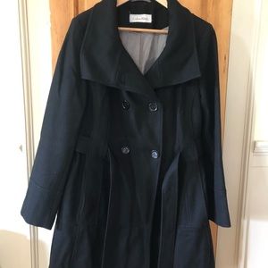 Calvin Klein Black Wool Coat